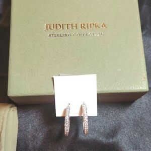 Judith Ripka Sterling Collection Hoop Pierced Earrings – Sterling  CZ 925